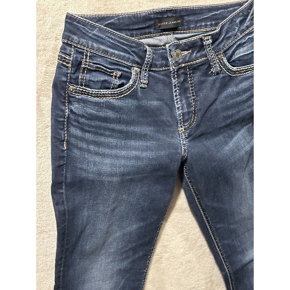 Silver Jeans Womens 27 Blue Suki Skinny Mid Rise Dark Wash Stretch Denim - Picture 3 of 15